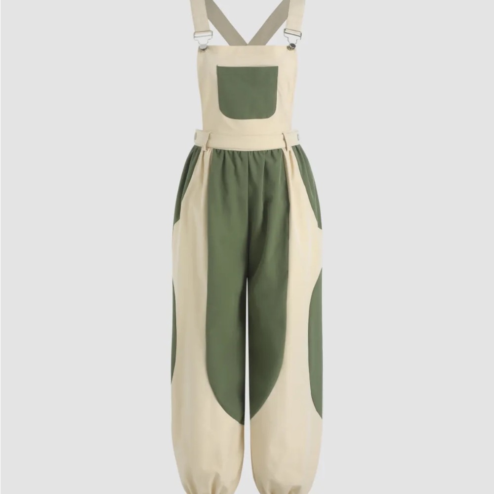 Cider Green and Cream Jumpsuit